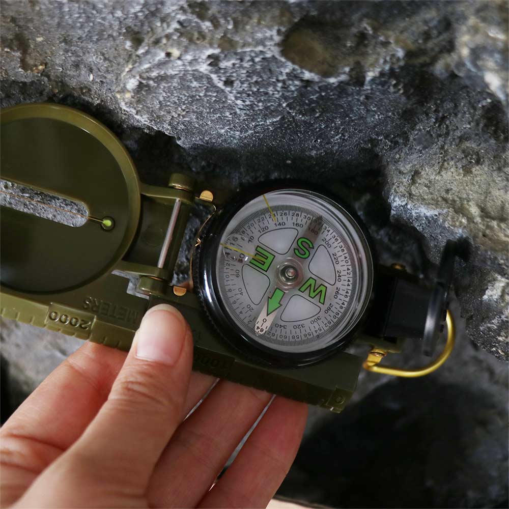 Compass Lensatic - بوصلة احترافية مقاومة للماء، هيكل معدني